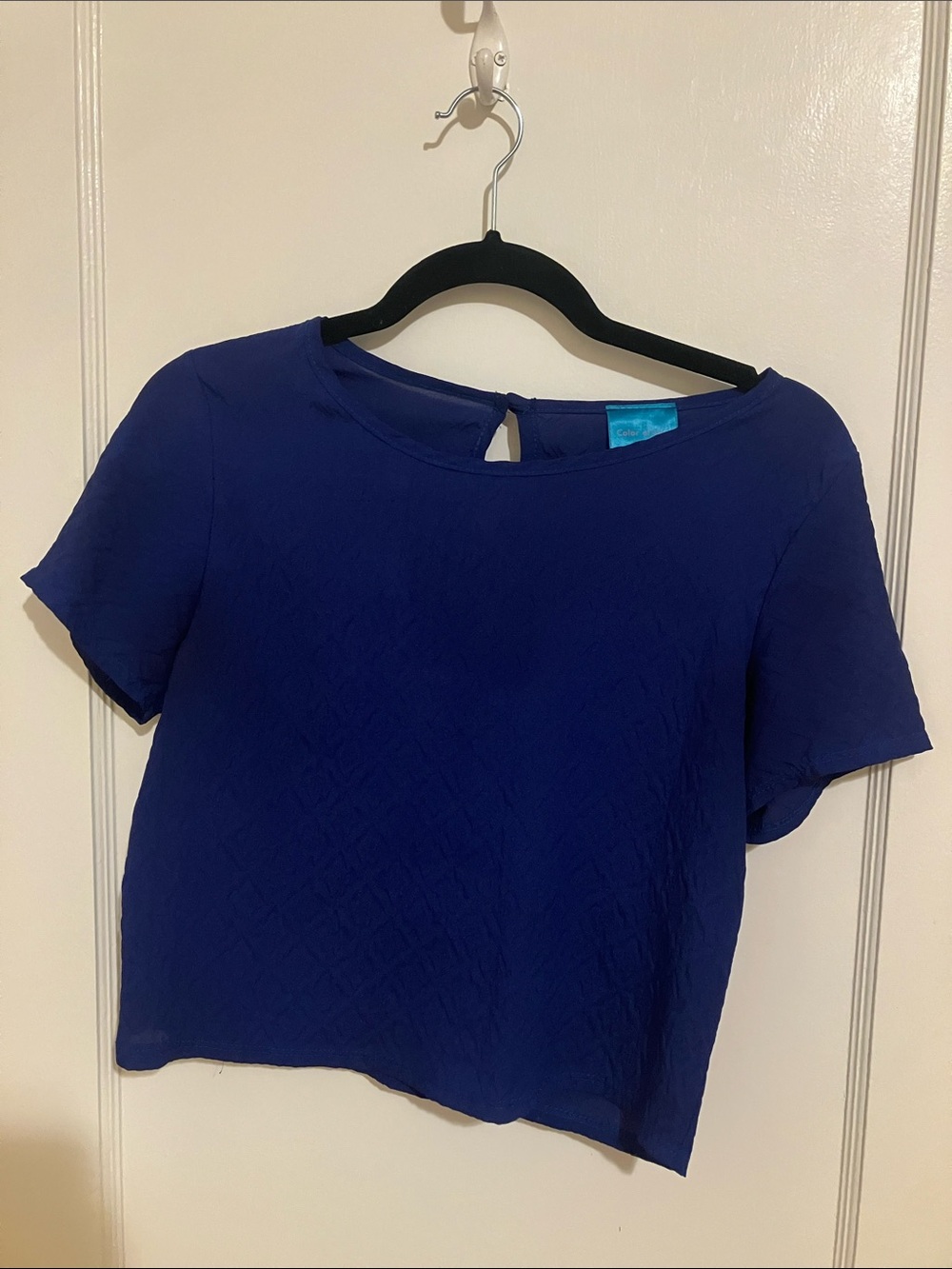Cropped Short Sleeve Top in Deep Blue